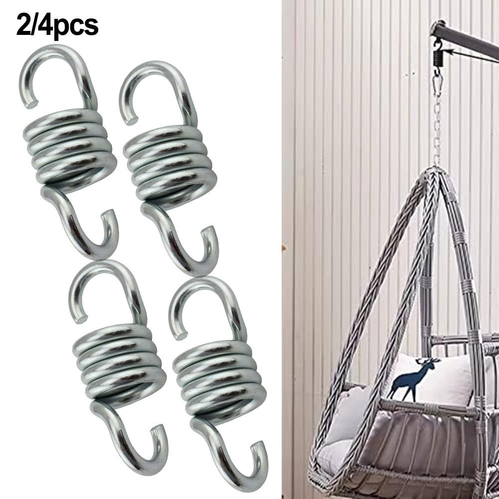 Molle per altalena per portico, confezione da 2/4 ganci in acciaio resistente, assorbimento degli urti strettamente arrotolate per movimenti fluidi, montaggio a soffitto per sedie da giardino e amache