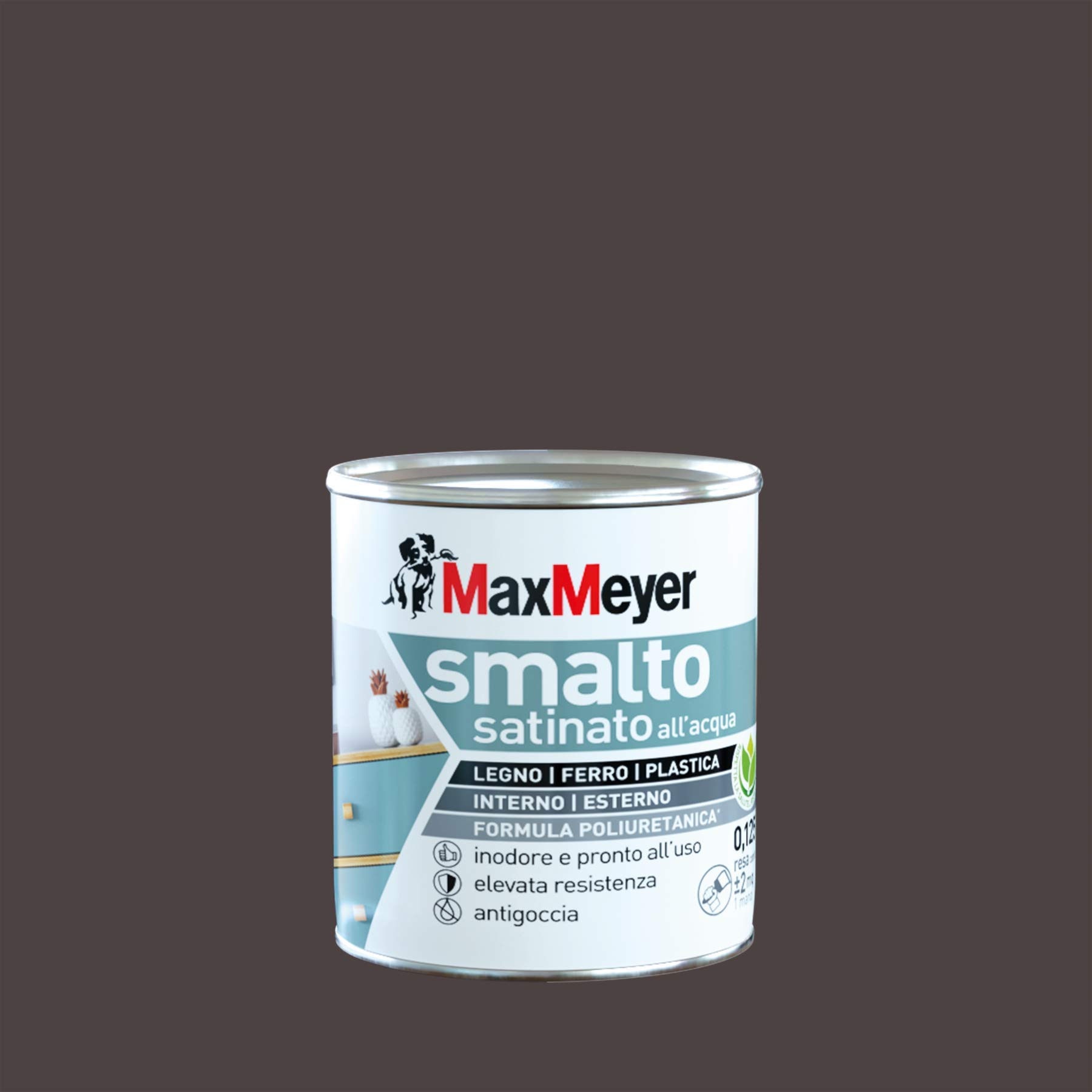 Maxmeyer Smalto All'Acqua Poliuretanico Satinato Marrone 0,​125 L