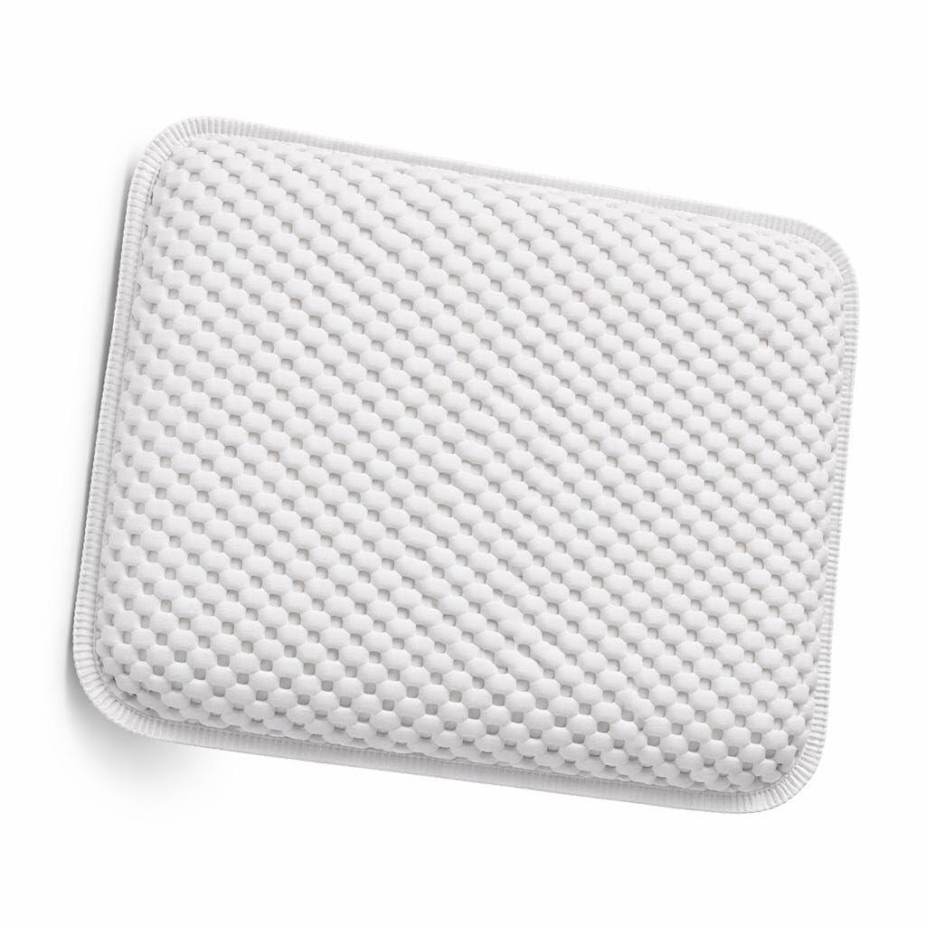 Bathtub Pillow Luxury Soft Bath Cushion – Non-Slip Waterproof Spa Headrest with Strong Suction Cups – Comfortable Neck & Back Support Bath Pillow for Home Relaxation (White)