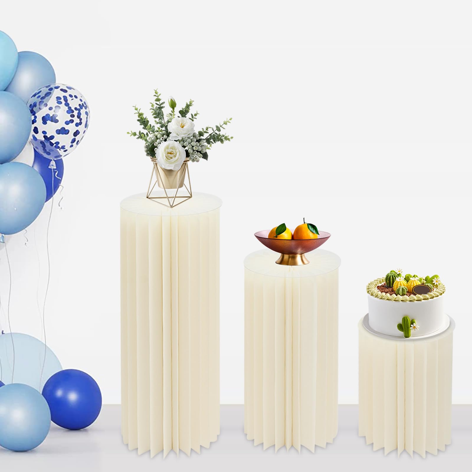 Lot de 3 supports de fleurs pliables en carton - Capacité de charge : 30 kg - Pour fête d'anniversaire, mariage, banquet et fête commerciale - 40 cm, 60 cm, 80 cm