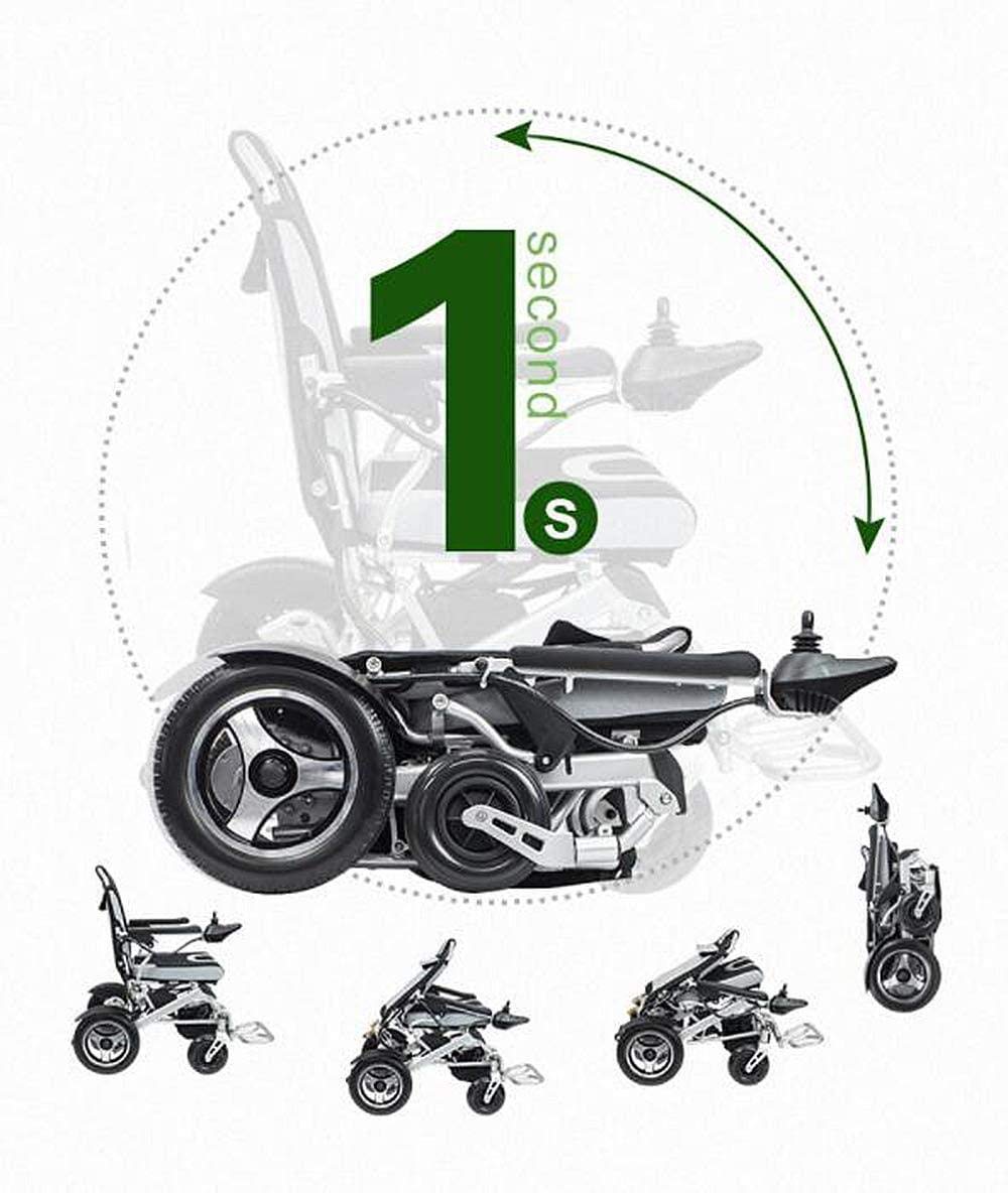 Sillas de Ruedas Eléctricas, Silla de Ruedas Manual Eléctrica Plegable Scooter Mde Aleación de Aluminio Rueda de Neumático de Goma Pararsonas Mayores Discapacitadas