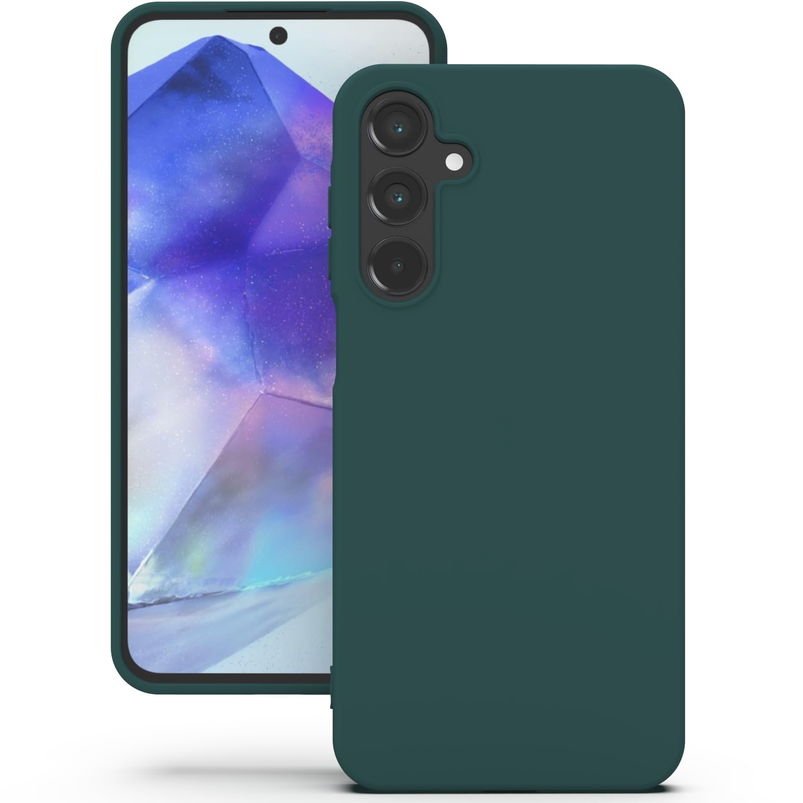 YATWIN Silicone Back Case for Samsung Galaxy A55, Soft-Touch Phone Back Cover for Samsung Galaxy A55 - Dark Green
