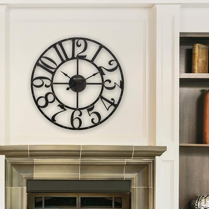 Reloj de Pared Oversize Bulova C4821 Gabriel Marrón Rústico miniatura 2