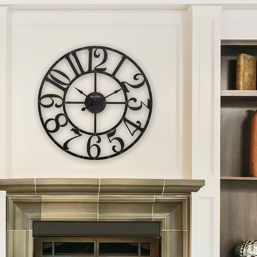 Amazon.com: Bulova C4821 Oversize Gabriel Wall Clock, Rustic Brown