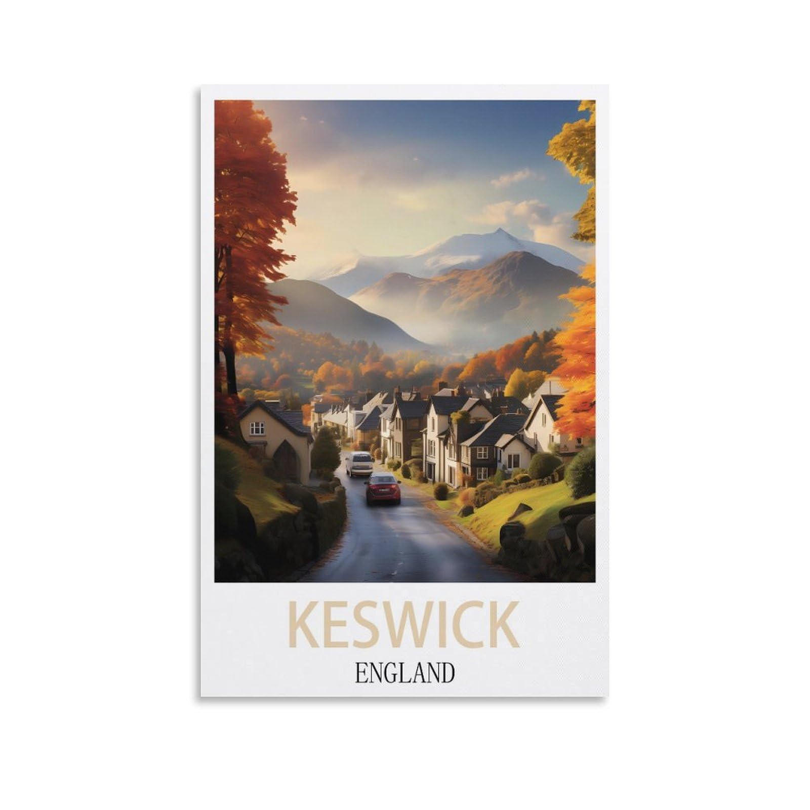 Tin Sign Plaque Keswick England Posters Wall Art Decorative Plaque Decor for Home Livingroom Bedroom Cafes Coffee Bars Decoration Gifts 20x30cm