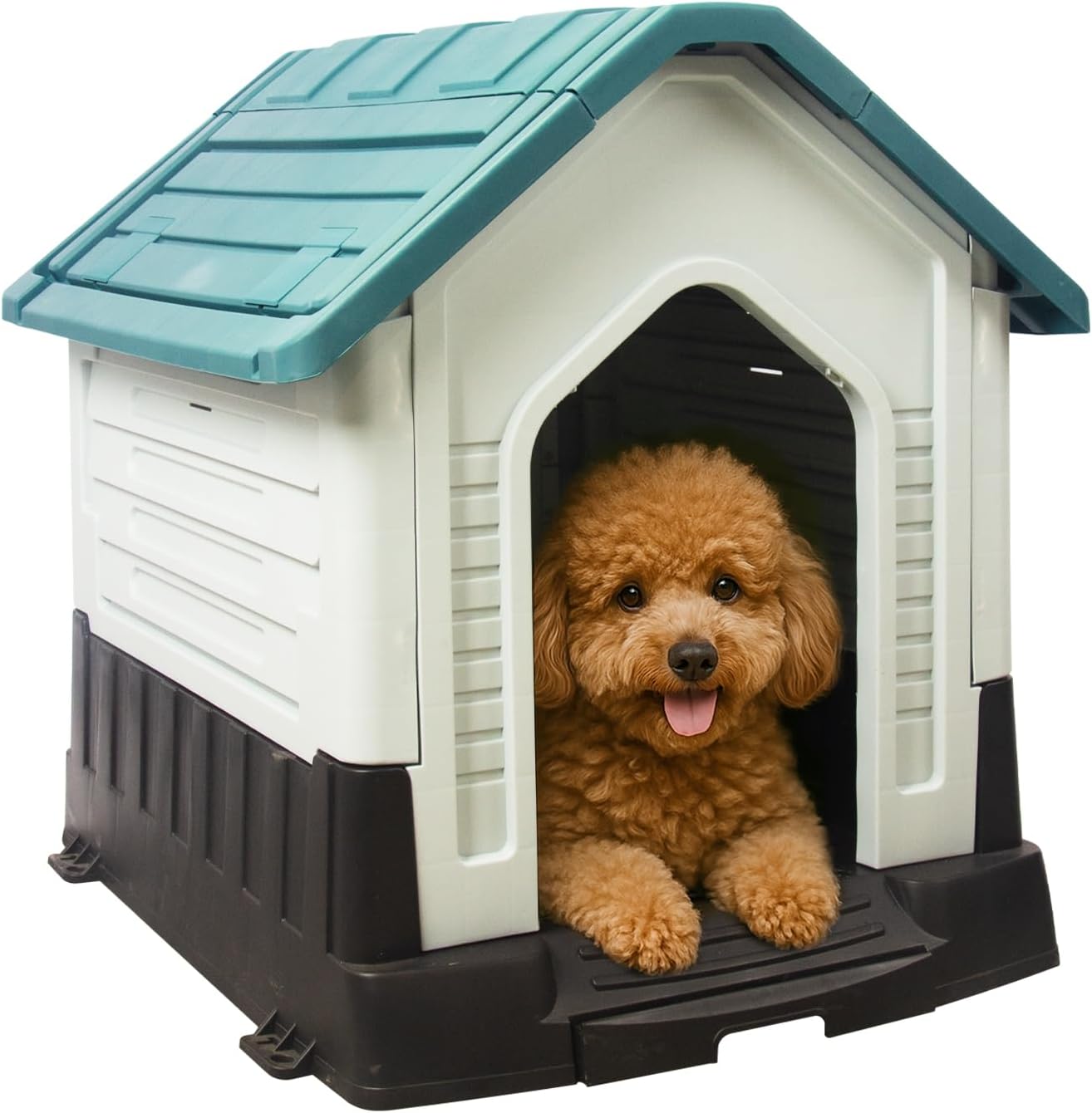 Dog House Indoor Outdoor Durable Waterproof Pet Plastic Dog House for Medium Large Dogs Insulated Puppy Shelter Kennel Crate with Air Vents and Elevated Floor (Blue, 28.7" Wx23.8 Dx26.5 H)