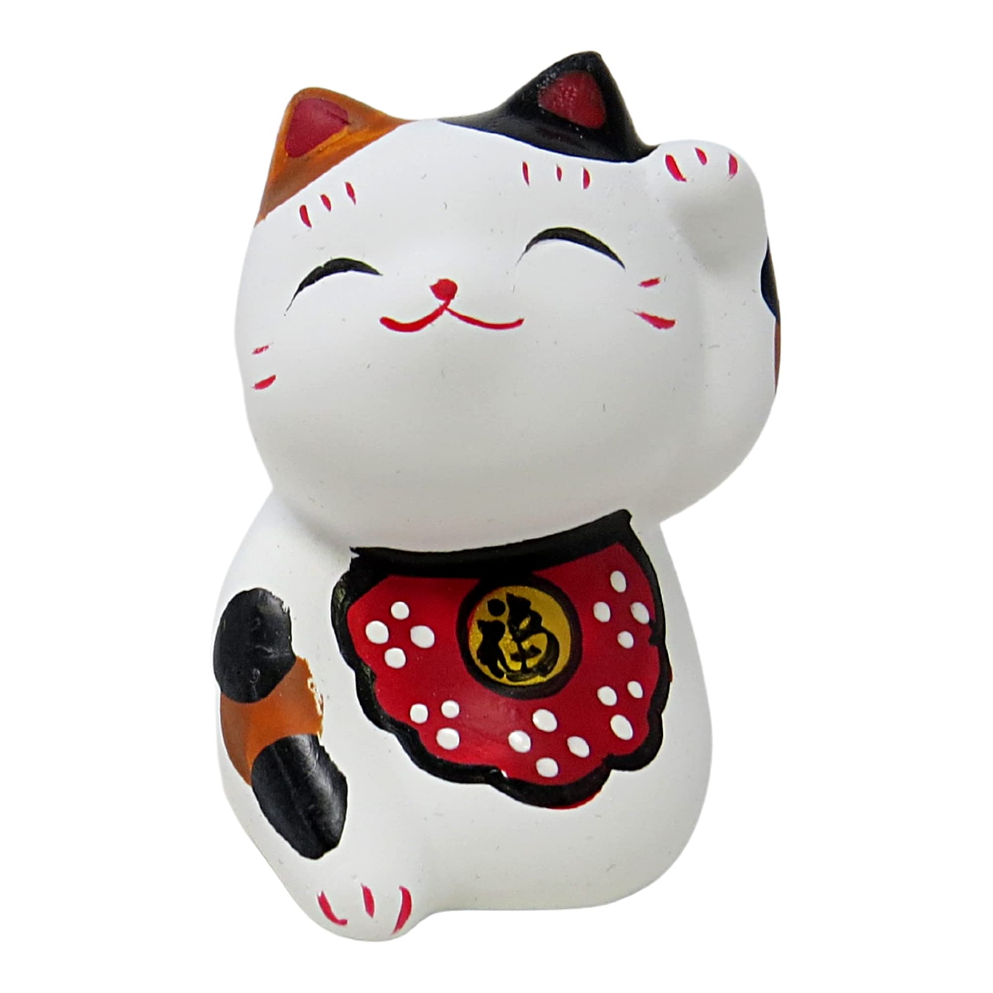 Needzo Maneki Neko Lucky Cat Japanese Figure, Small Statue with Waving Arm, Tabletop Decoration for Living Room or Desk, 2.25 Inches