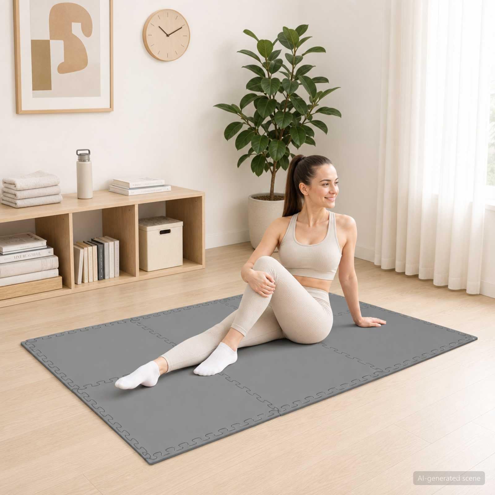Fußmatten 50 Stück Grau 18 m² EVA-Schaum Erweiterbares Puzzle-Design für Home Gym, Fitnessraum, Yoga, Schutzmatte, rutschfest, vibrationsdämpfend, wasserfest, einfache Reinigung