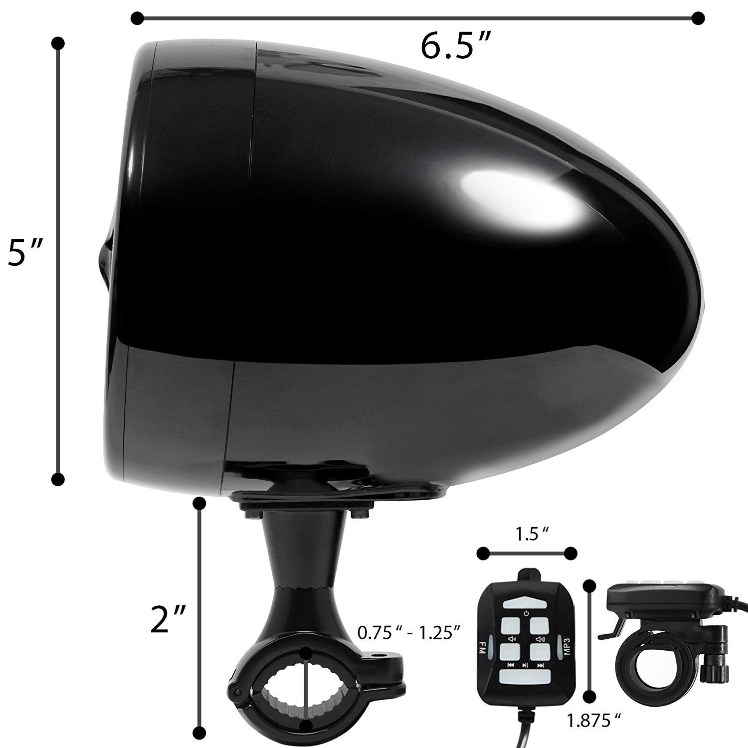 Altoparlanti stereo Bluetooth marini impermeabili da 5 pollici ad alte prestazioni Sistema audio Bass Boat per impieghi gravosi con ingresso USB e AUX, ideale per motocicli ATV/UTV/RZR