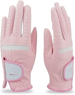 LUOSHUO Golf Gloves Pack 1 Pair Women's Golf Gloves Pink Micro Soft Fiber Breathable Anti-Slip Left And Right Hand Sports Gloves Women Golf Glove