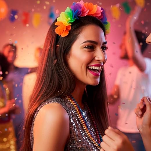 Tiara De Cabelo Carnaval Flores Coloridas 14Cm Leve E Confortável Silver Festas