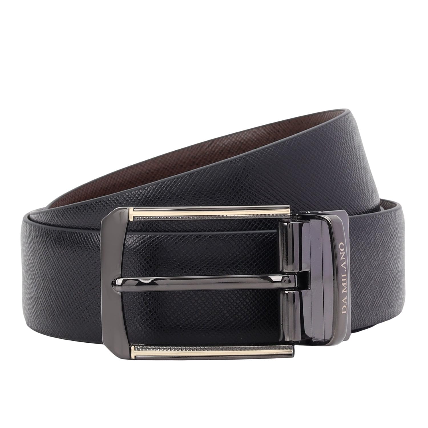 da milano Reversible Leather Belt for Men - Black & Brown-picture-11