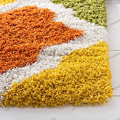 Image of Modern Quality Carpet /Trending Design Hand Woven Fluffy Rug /Mats for Bedroom /Dinning Hall /Living Room 2-inch Thick [Size 4x4 Feet Square]
