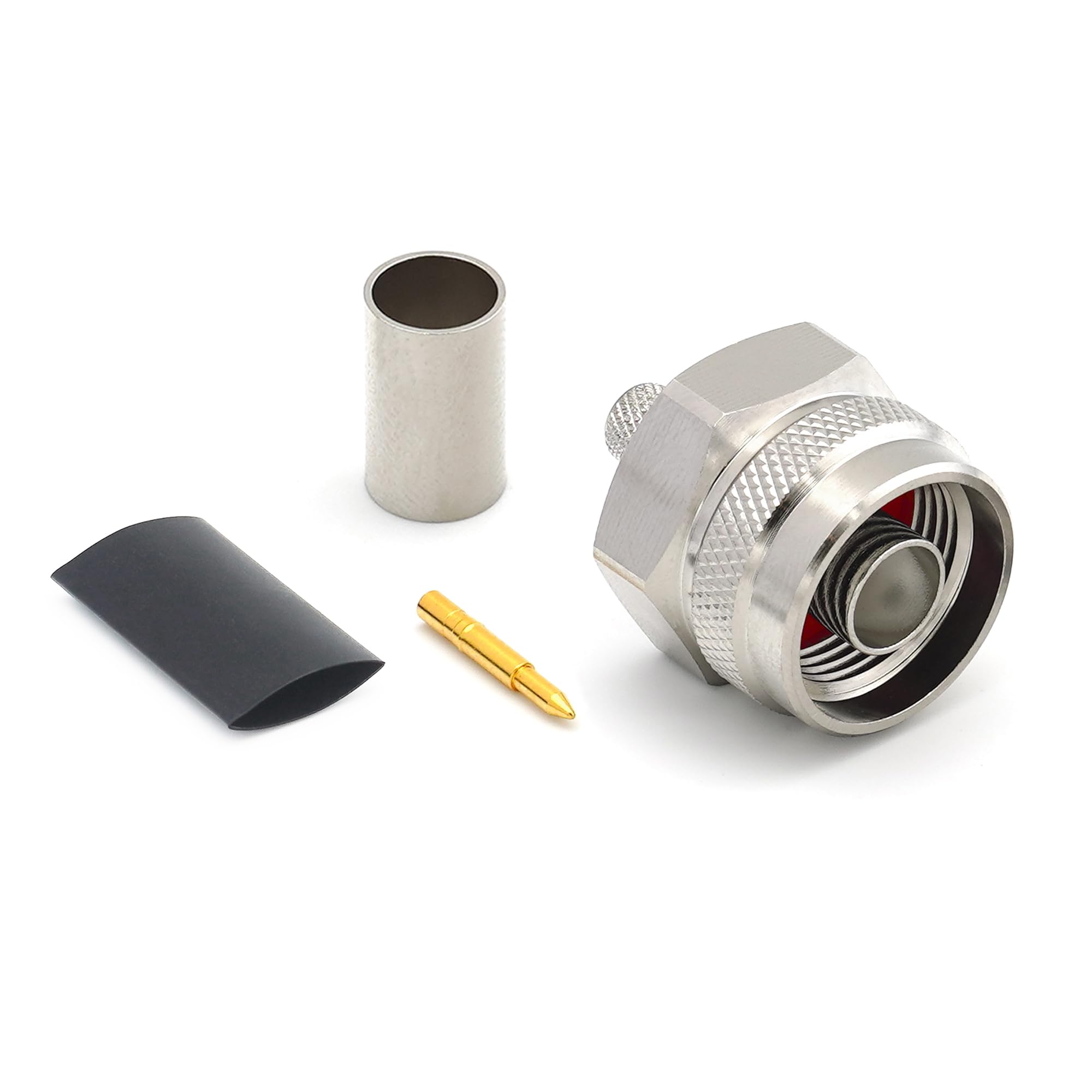 N Male Crimp Type LMR240 LMR-240 RG59U RG8X RG-8X N-Type Hex Head Plug RF Coaxial Cable Connector Nickel Plated With Gold Plated Pin (Pack of 10)