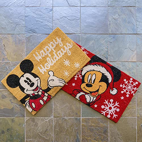 Gertmenian Mickey Mouse Holiday Rug, Coir Front Door Mat (2-Pack), Outdoor Mats For Home Entrance, Retro Welcome Mat, Disney Home Decor, 20" X 34" Each, Red Home Merry Christmas Gift Set, 46646 #TOP16