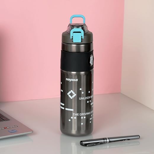 Nayasa Move On 700-660 ML Double Wall Stainless Steel, Insulated Vacuum Flask | Hot &amp; Cold | Dual Sipping Mode | Durable f...