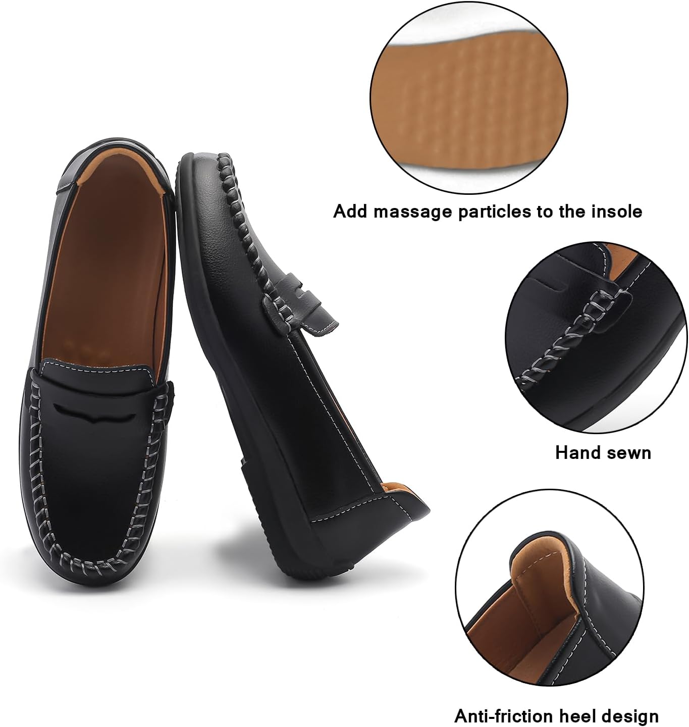 Touchmosees Leather Penny Loafers for Women Comfort Lightweight Slip-on Business Dress Boat Shoes Driving Mocs Walking Flats