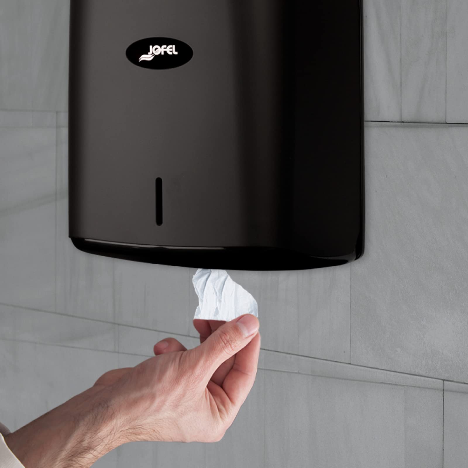 Jofel - Distributore di carta in rotolo fino a 205 mm di spessore, rotolo speciale per dispenser centrale, massima igiene, contenitore in ABS, Value AG47600-MT, nero opaco