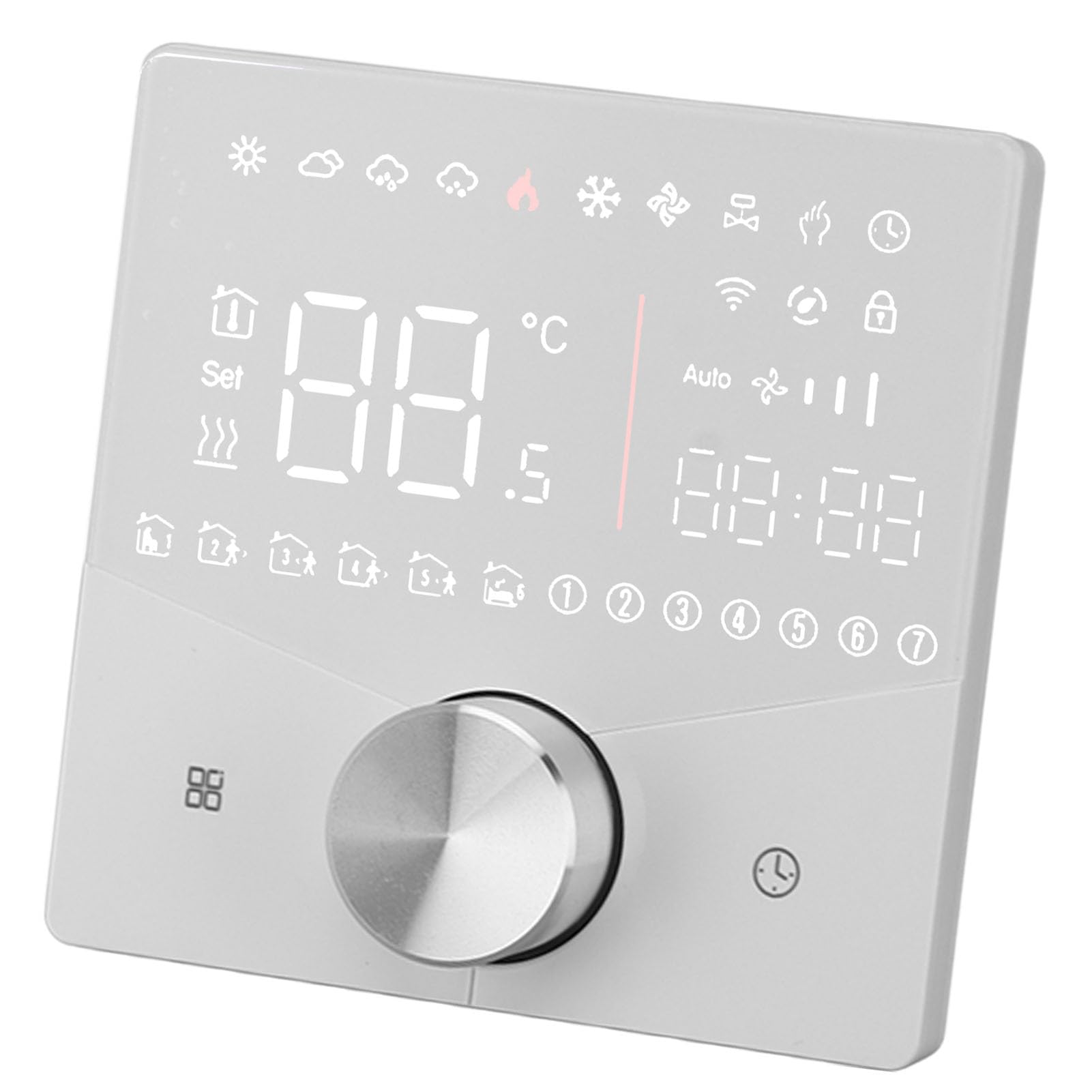 Inteligentny cyfrowy termostat Kolorowy wyświetlacz LCD Precyzyjne sterowanie Inteligentny regulator temperatury (White)