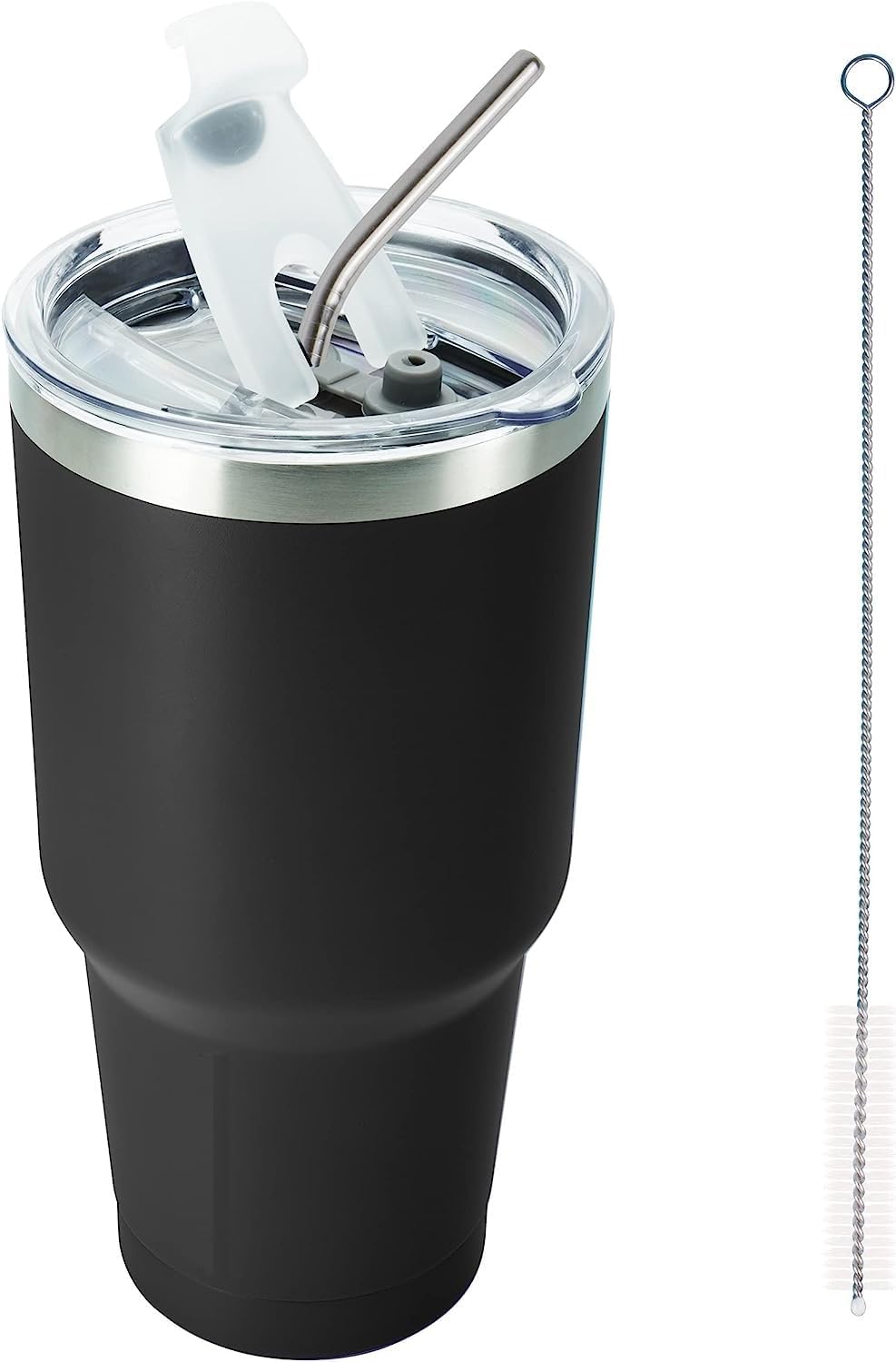 keskriva Tumbler with Lids and Straws,Stainless Steel Vacuum Insulated Coffee Powder Coated Travel Mug Leak Proof Straw Lid & Flip Metal 1 Brush 30oz Cleaning Brush, Double Wall Insulated(Black (B0CMD74Z8W) Amazon Price History, Amazon Price Tracker