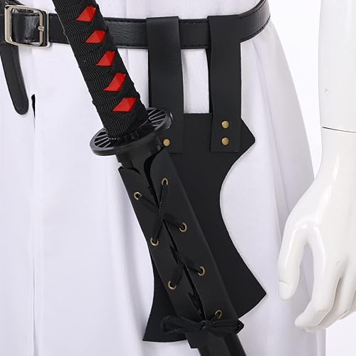 Miniatura 46 de BLESSUME Cinturón medieval de caballero con espada rana funda de estoque, soporte de vaina de estoque, 1 unidad Negro 6