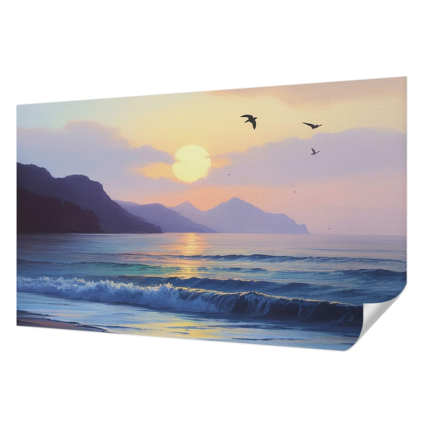 Chambre à coucher apaisante avec le papier peint autocollant mer panoramique