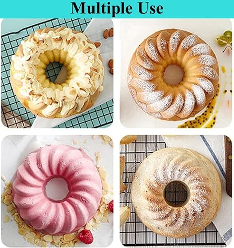 Miniatura 6 de Dwwffer Paquete de 2 moldes de silicona para tartas, molde redondo antiadherente de grado europeo para gelatina, gelatina, pan, pastel Bundt,