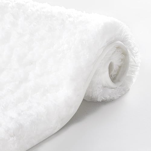 Deconovo Tapete de baño blanco, súper absorbente y grueso para ducha, bañeras, debajo del fregadero, alfombras de baño antideslizantes de goma TPR