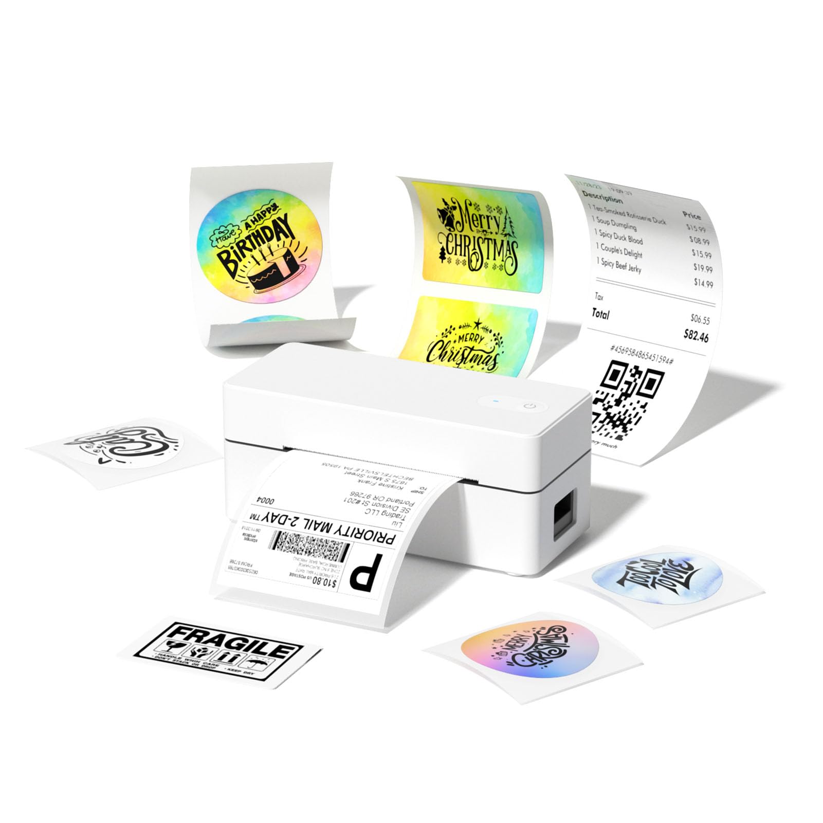 Bisofice Stampante per etichette Bluetooth DHL, stampante per etichette 4 x 6, stampante termica per Shopify, Etsy, UPS, compatibile con iOS, Android, Windows, Mac, bianca