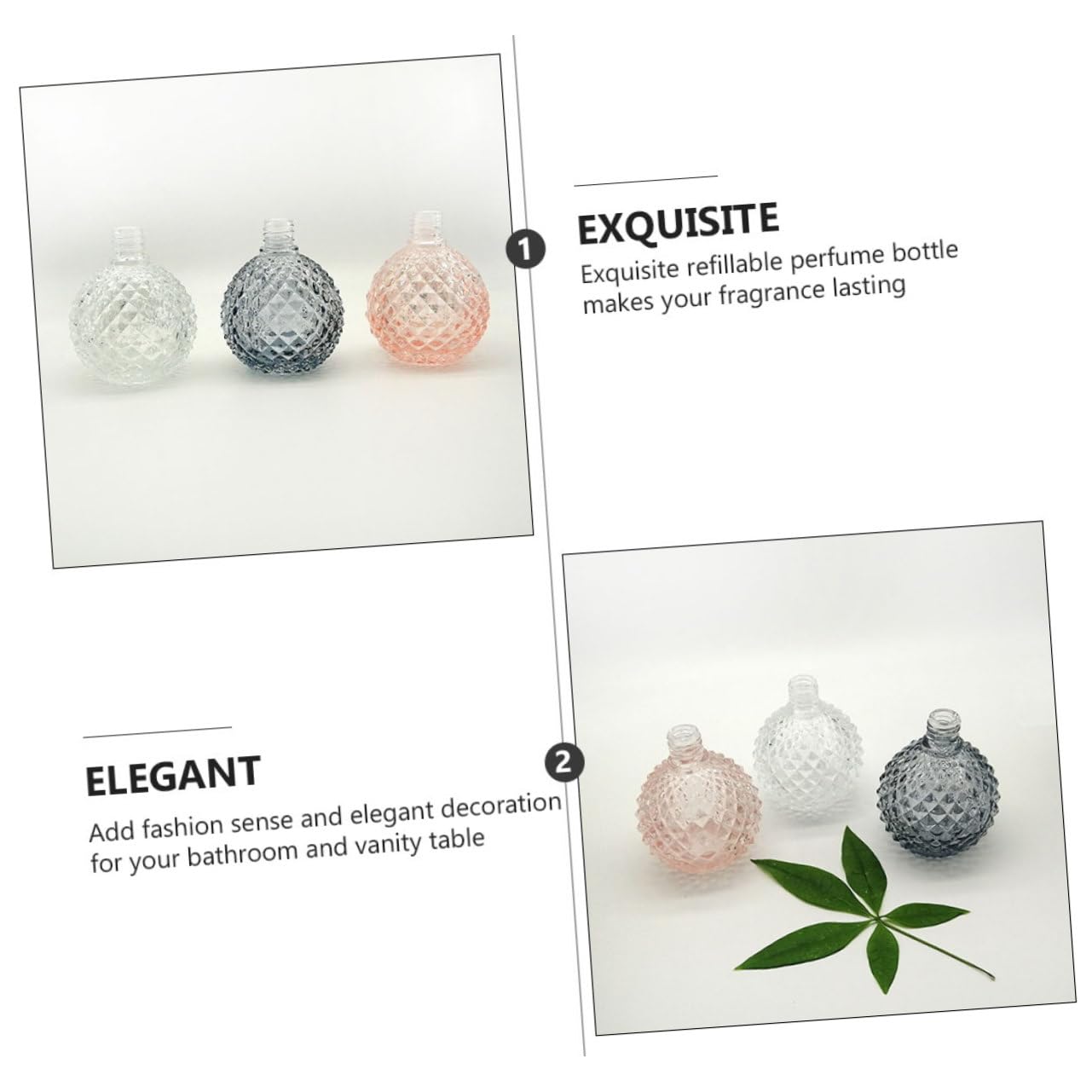 Homoyoyo 3piezas Botellas De Perfume De Vidrio Recargables De Spray Vintage Frascos De Perfume Espray