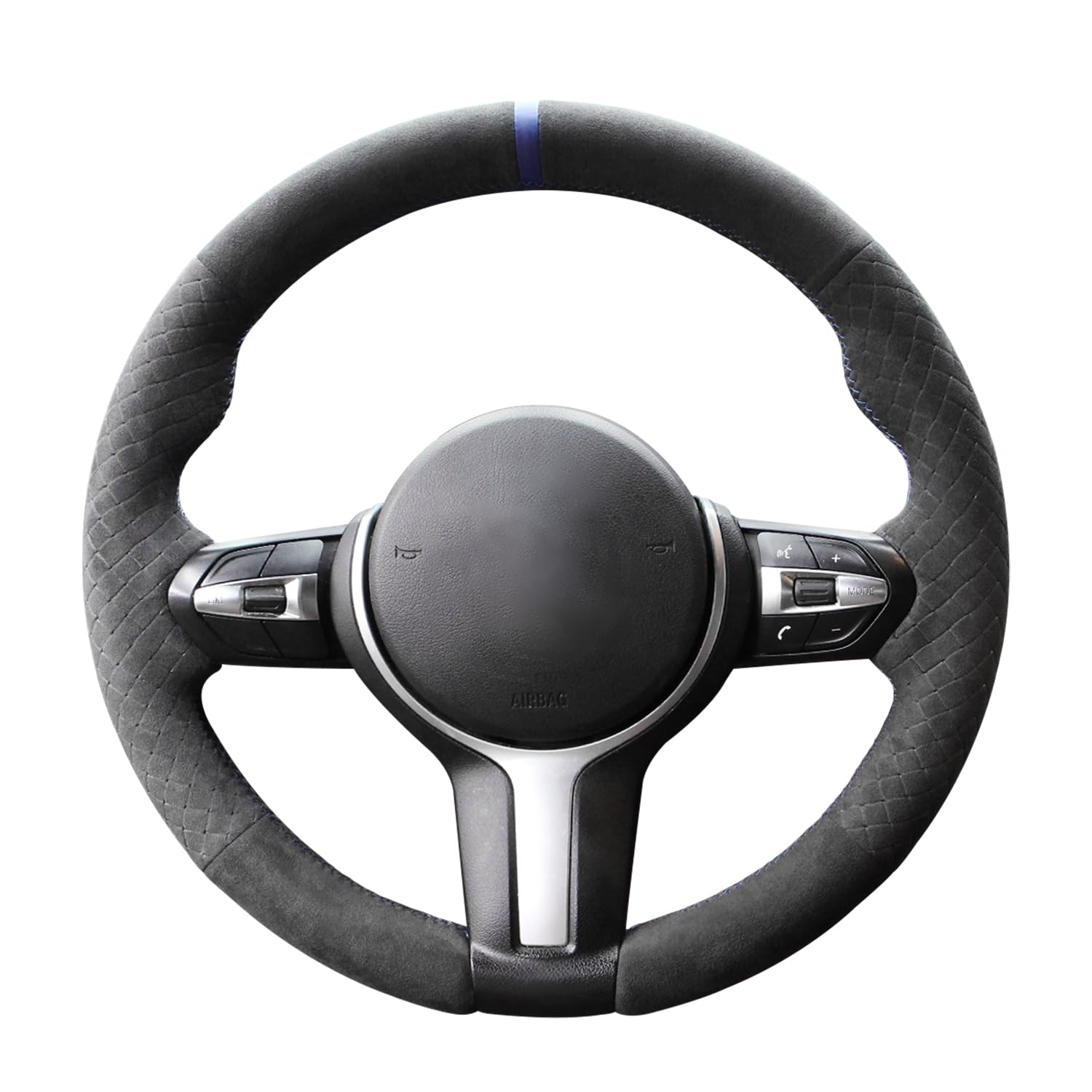 MEWANT Embossed Quilted Athsuede Steering Wheel Cover for BMW F87 M2 F80 M3 F82 M4 M5 F12 F13 M6 F85 X2 X5 M F86 X6 M F33 F30 M Sport