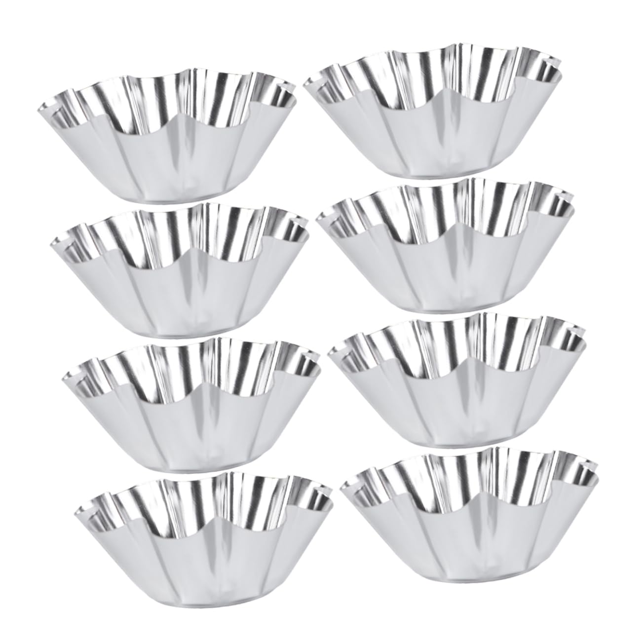 Cabilock 8pcs Nonstick Stainless Steel Mini Tart Pans Flower Shaped Egg Tart Molds for Baking Muffins Quiches and Desserts and Easy to