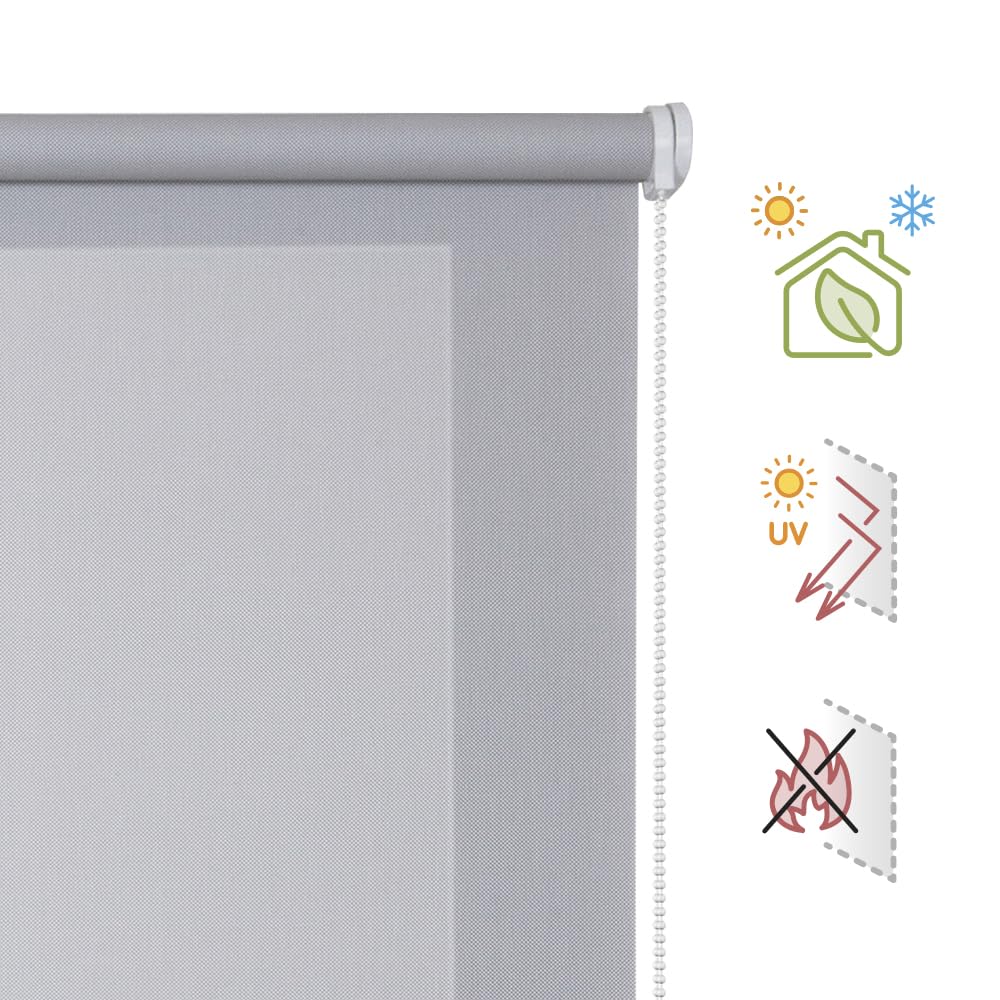 Tende a Rullo Screen 5% Filtranti Massima Qualità Protezione Solare Raggi UV Isolante Termica Tessuto Tecnico per Finestre e Porte Installazione Parete o Soffitto STORESDECO Grigio 200x250 cm