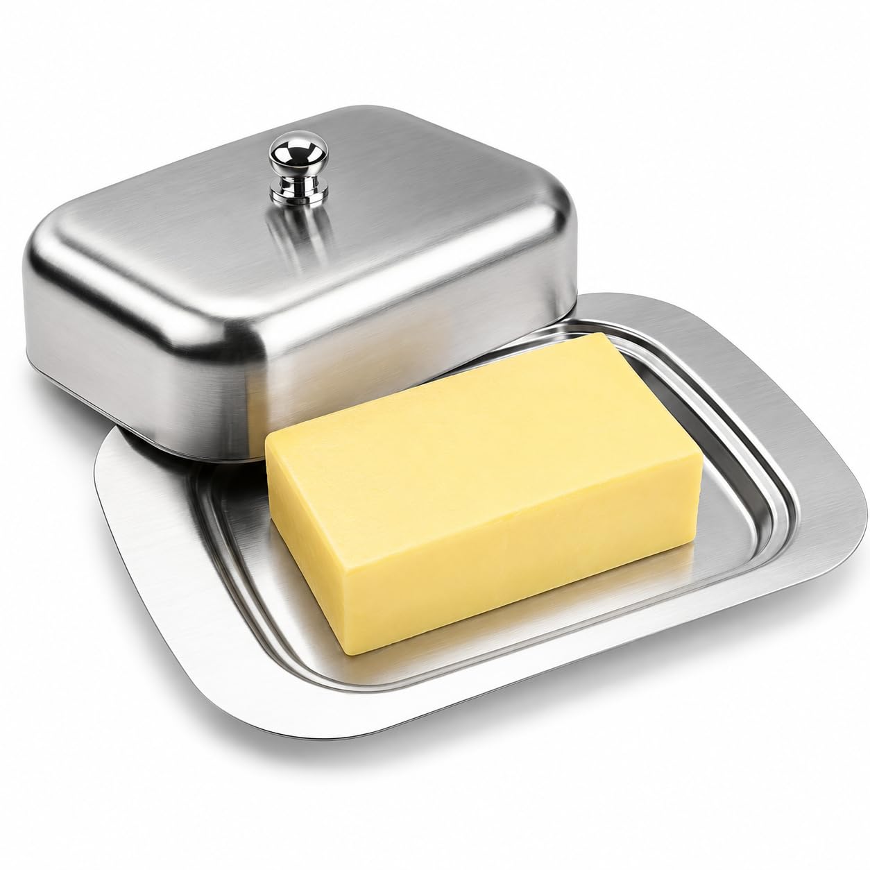 FloraVigo butterdose, butterdose edelstahl, Geeignet zur Aufbewahrung von Butter, Margarine, für den täglichen Küchengebrauch und für die Verwendung im Kühlschrank