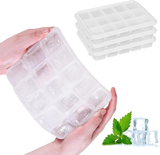 title=LessMo 3 Pezzi Vassoio per Ghiaccio, Stampo per Cubetti di Ghiaccio in Silicone