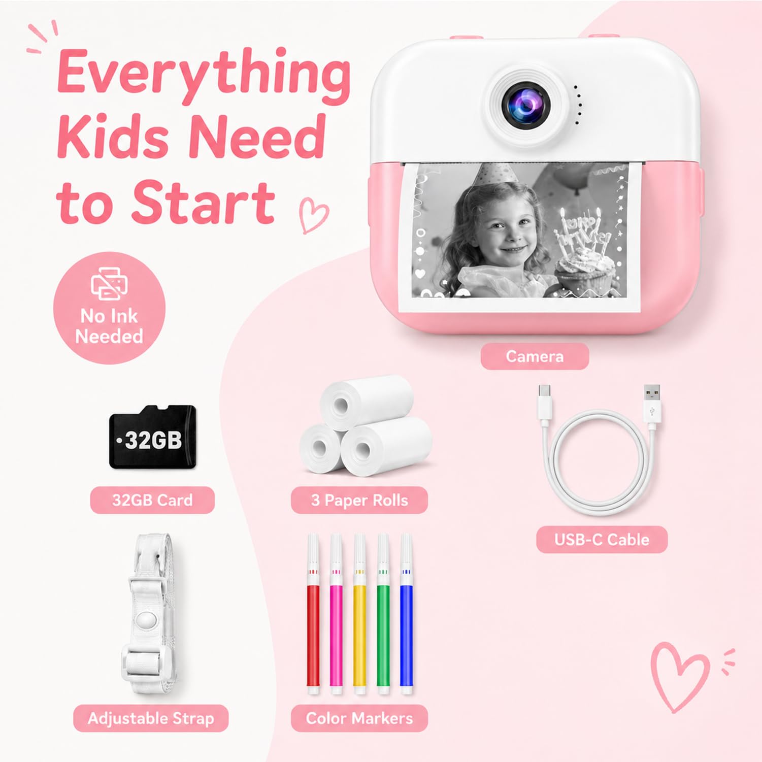 Cámara de impresión instantánea para niños, impresiones de liberación rápida, regalos de cumpleaños de Navidad de 6 a 12 años, selfie digital con videos de 1080P, juguete portátil de viaje