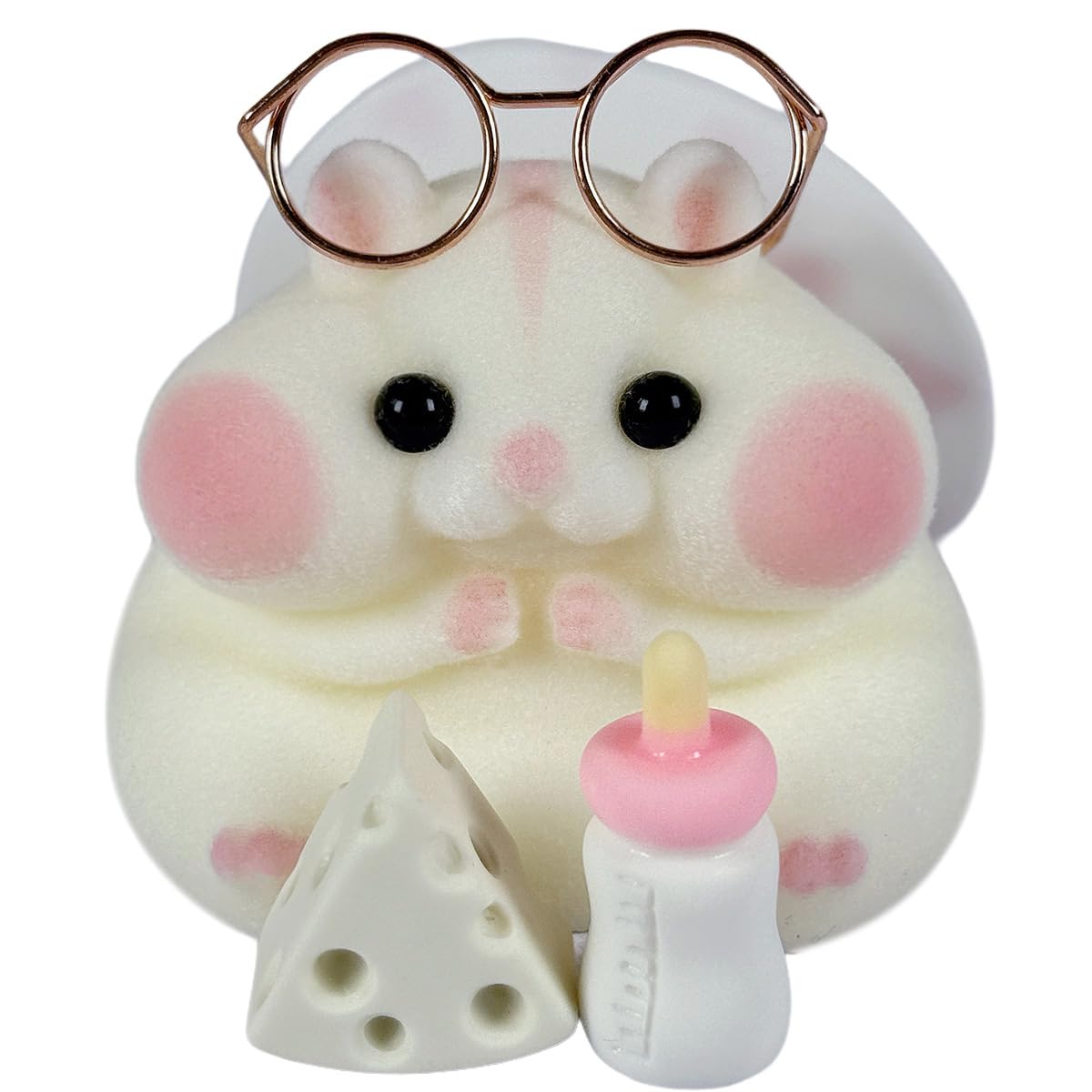 Handmade Taba Squishy Hamster Toy, Cute Squishy Hamster Fidget Toy, Realistic Hamster Toy, Soft Silicone Mochi Furry Toy, Stress Relief Gift for Adults & Kids, Sensory Anxiety Plushie (White)