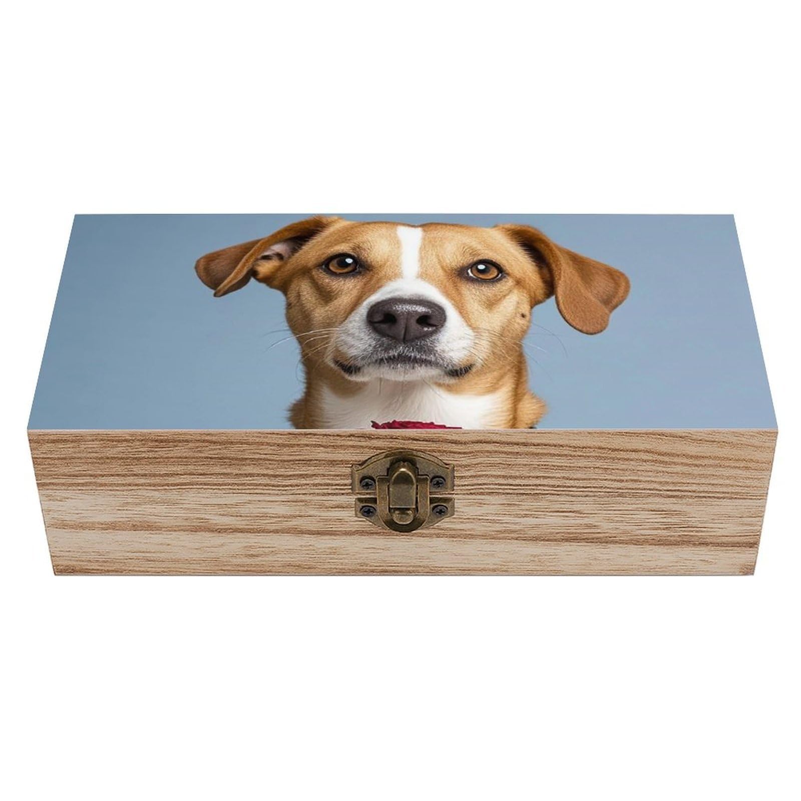 asbwuo Dog Holding A Rose Wooden Keepsake Box Storage Boxes with Hinged Lid