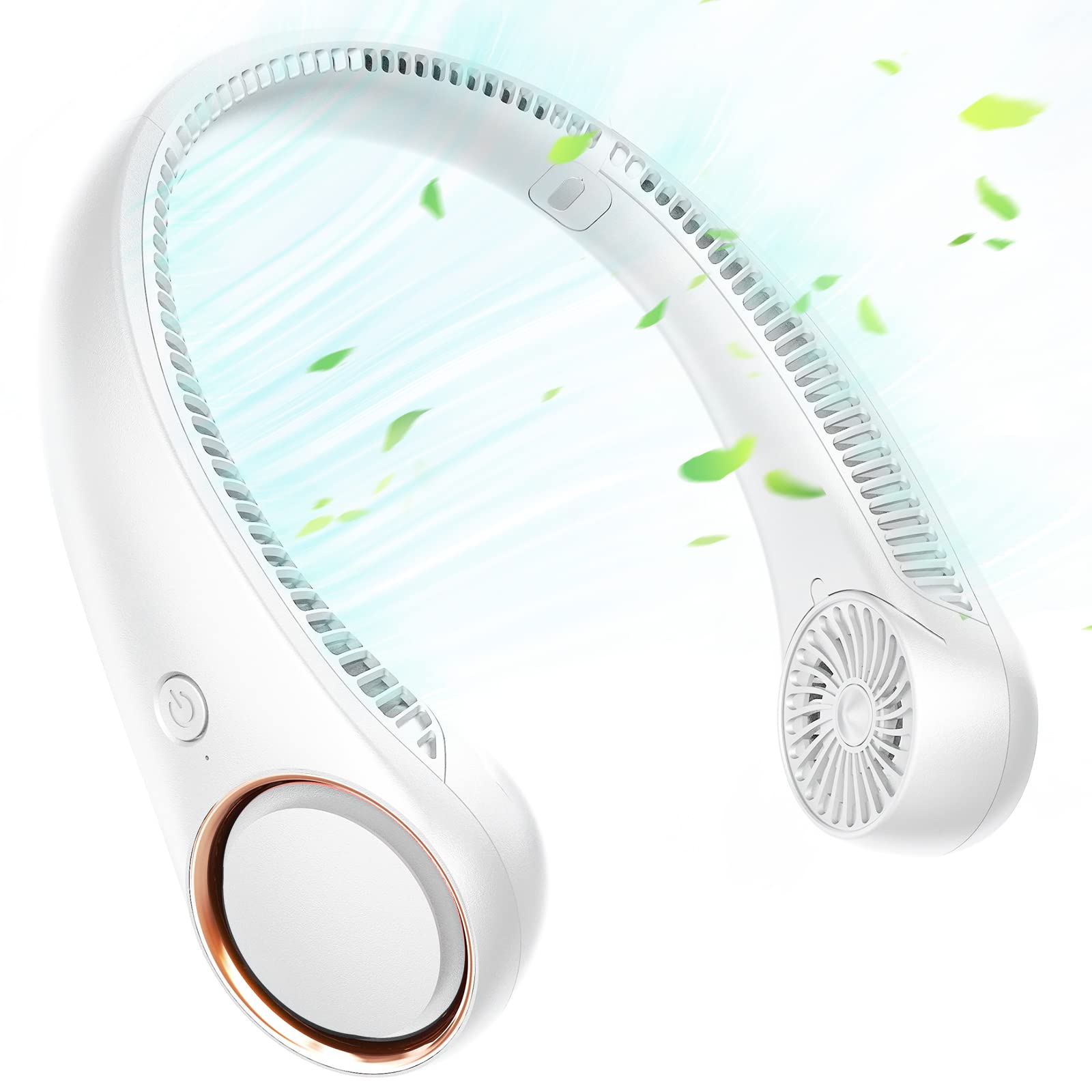 Portable Neck Fan, Personal Bladeless Neck Fans 4000mAh, Upgrade 360° Cooling Air Volume, 3 Speeds, Super Quiet, USB Rechargeable Hands Free Fan, Battery Operated Wearable Small Fan Neck Cooler