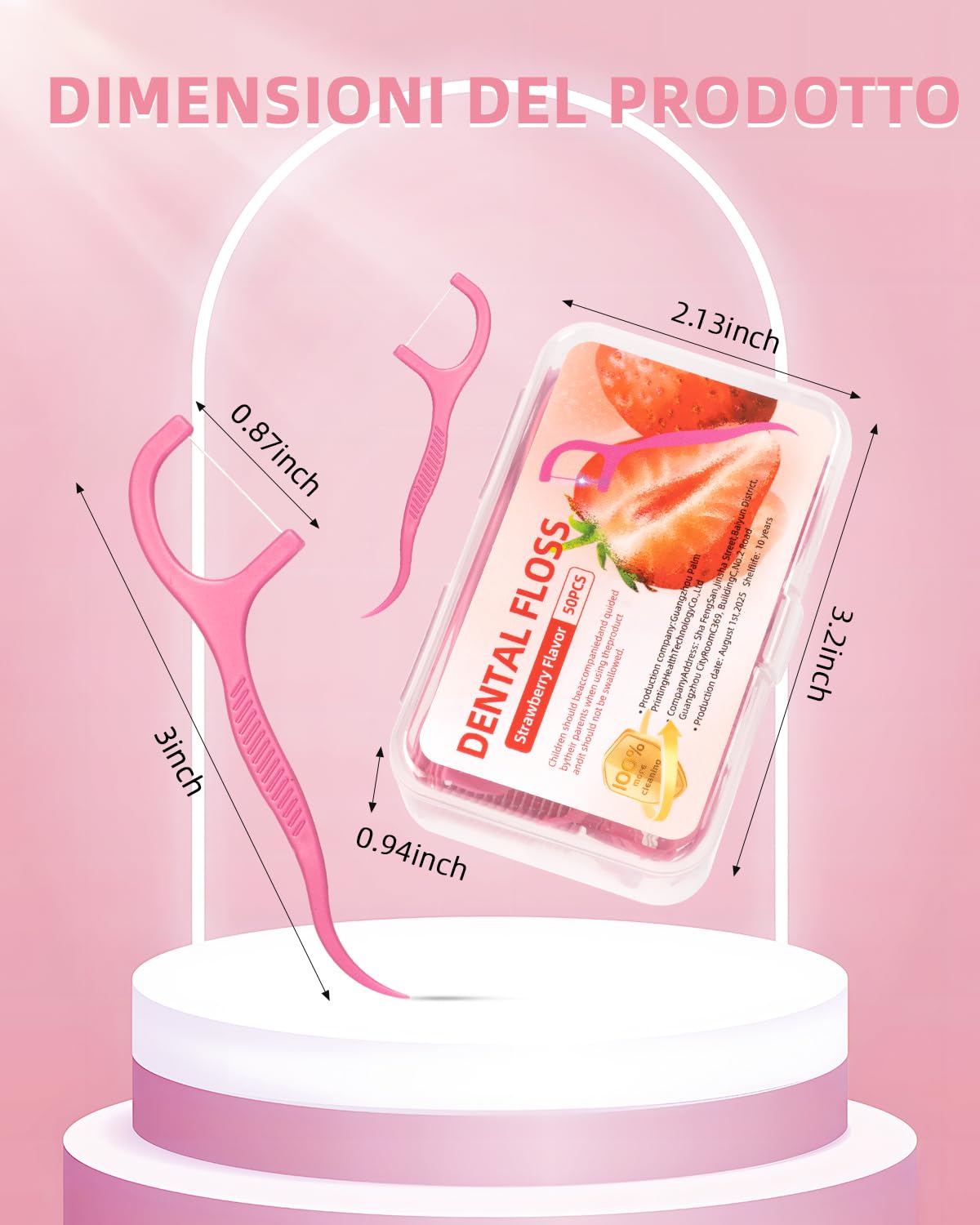 600 stuzzicadenti con filo interdentale alla fragola per la cura dei denti - Bastoncini per la pulizia dei denti per rimuovere la placca e i residui di cibo