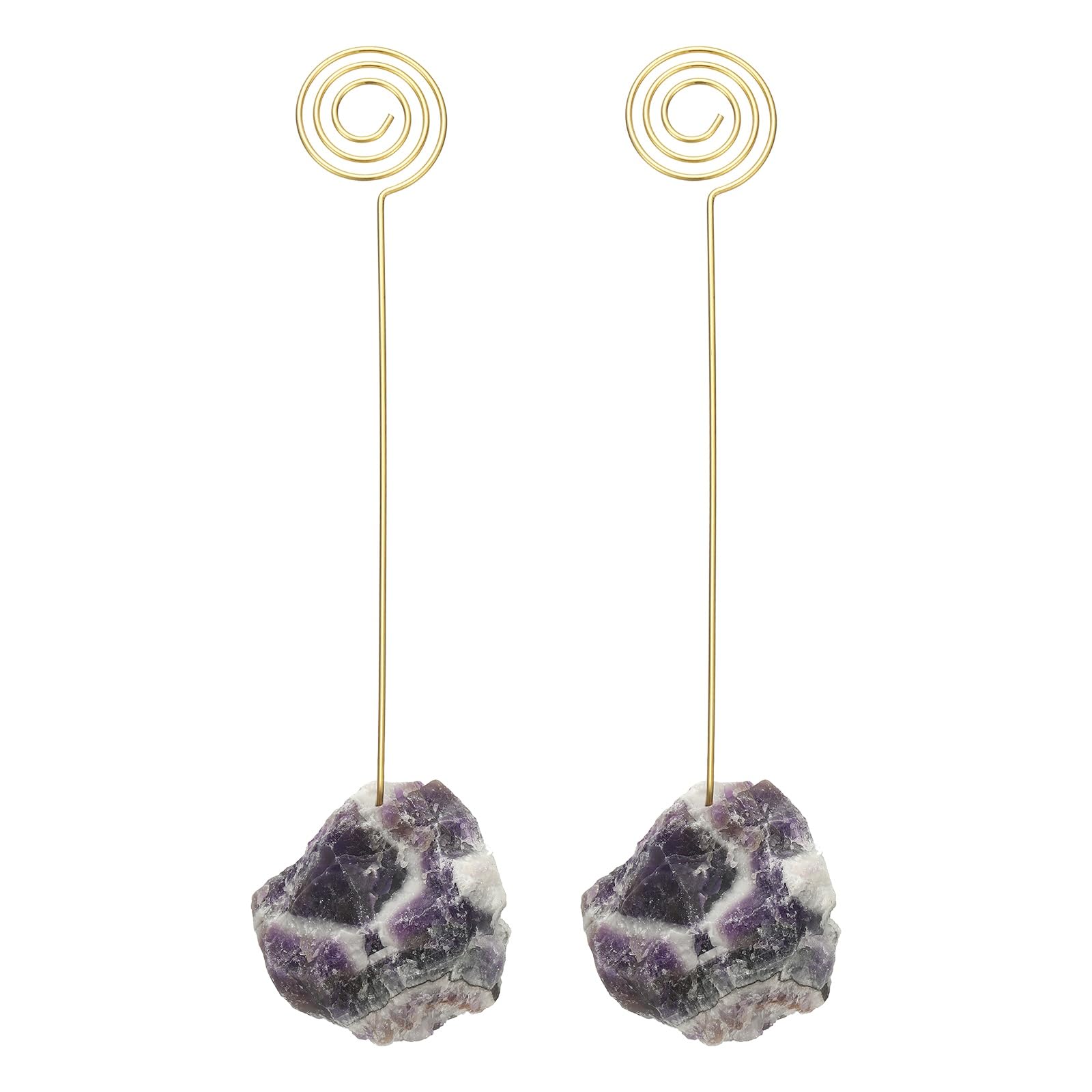 Support de numéro de table en cristal de quartz brut violet authentique pour réception - 7