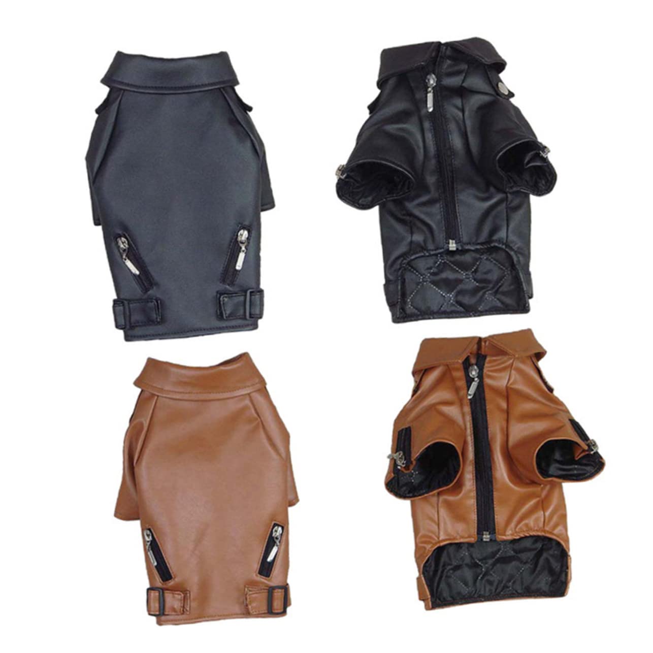Warm Coat Dog Cots Grease Leather Jacket Biker Dog Costume Leather Jacket for s Clothes Winter Coat Zip up Puppy Cot for s Dalma Zipper - Image 4