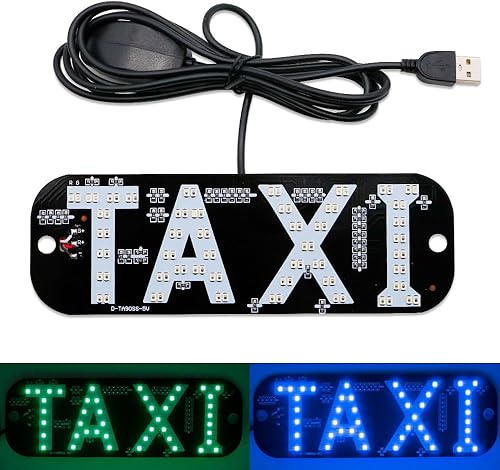 Juren - Letrero de taxi, logotipo de luz LED de 2 colores, en la ventana del automóvil con inversor de cargador de automóvil de 6 V CC para