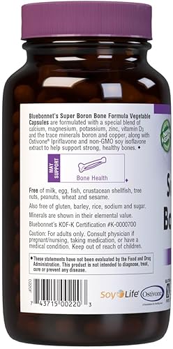 Miniatura 3 de BlueBonnet Cápsulas vegetarianas Super Boron Bone Formula Vegetarian, 120 unidades