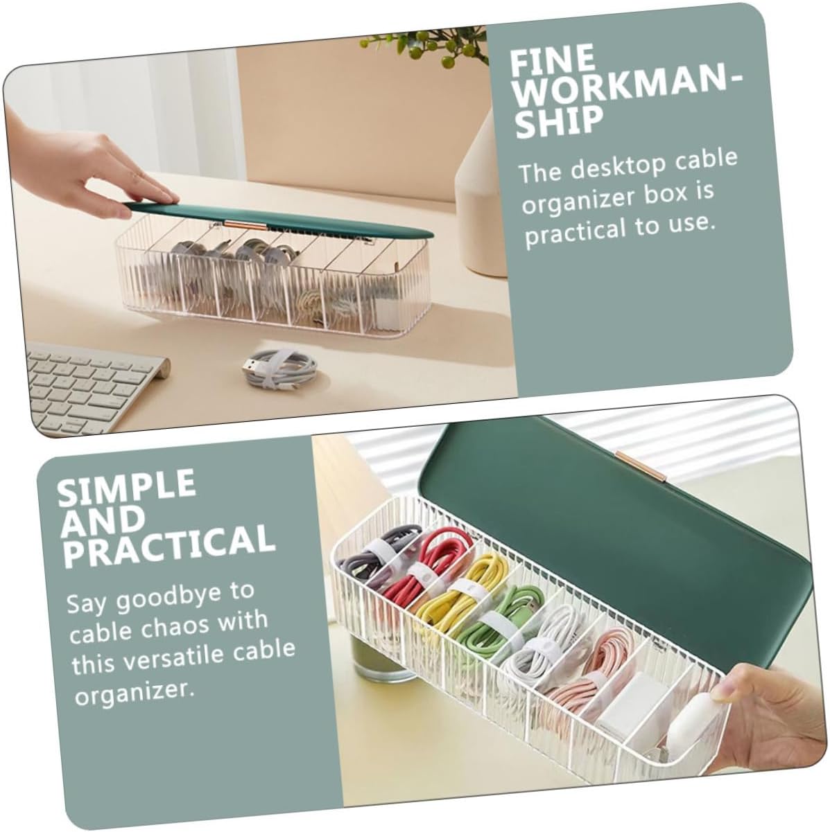 4pcs Desktop Cable Storage Box Efficient Cable Management for Desk Organizer Cover Portable and Compact Design Green for Use