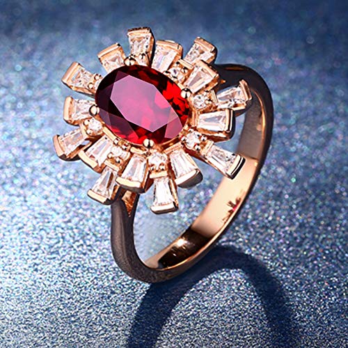 Ficha técnica Daesar Anillo de Boda Oro Rosa 18 Kilates Mujer Flor Rubí Rojo Blanco 1.2ct Talla 12 - Fernando Cortés