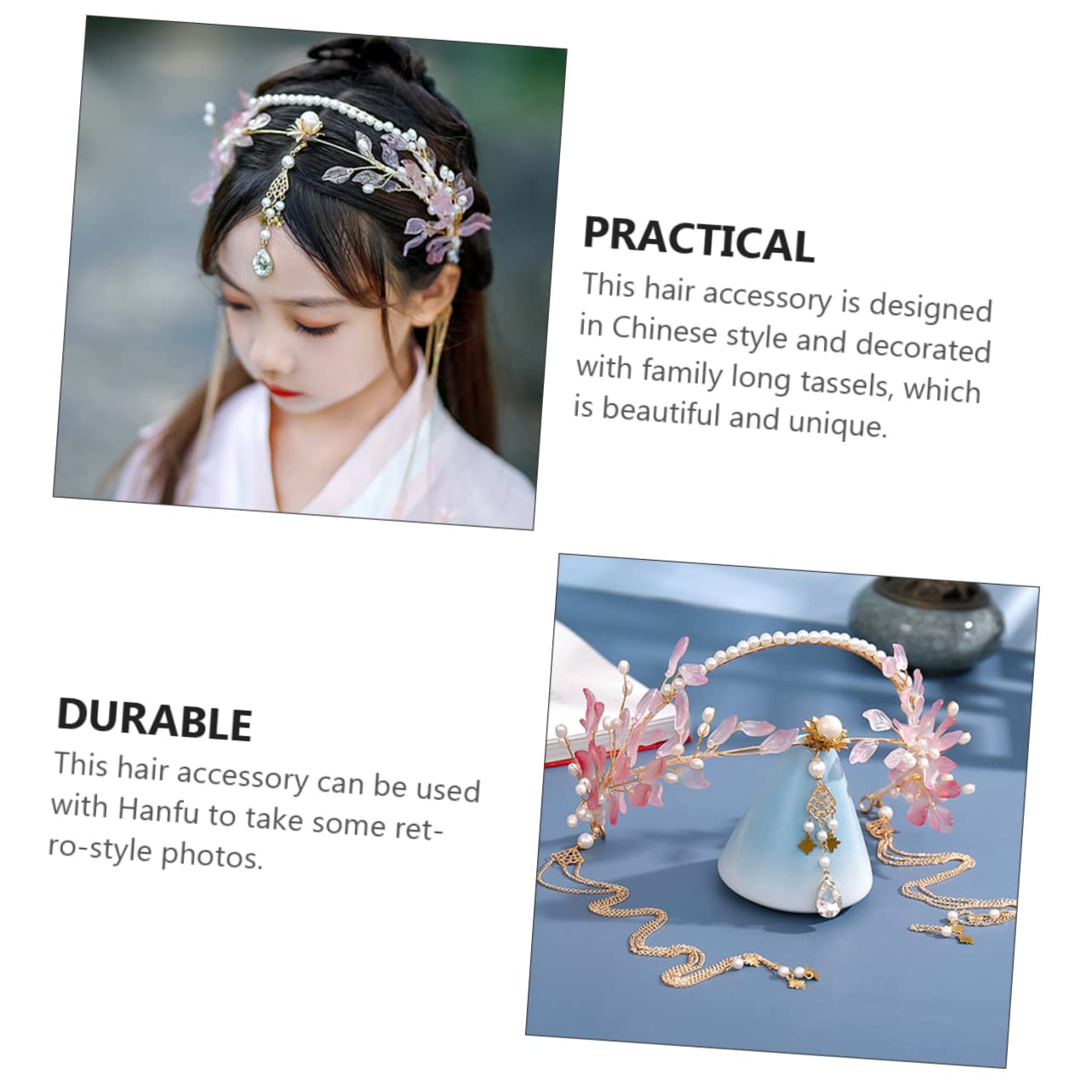 Mikinona Chinesischer Hanfu Kopfschmuck Vintage aus Legierung Retro mit Langen Quasten Elegantes Haaraccessoire für Frauen Geeignet für Alltag und Geschenk