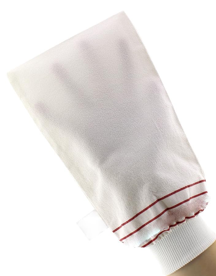 OG-ER Türkischer Hammam-Handschuh mit elastischem Bündchen, weiß – 1 Stück