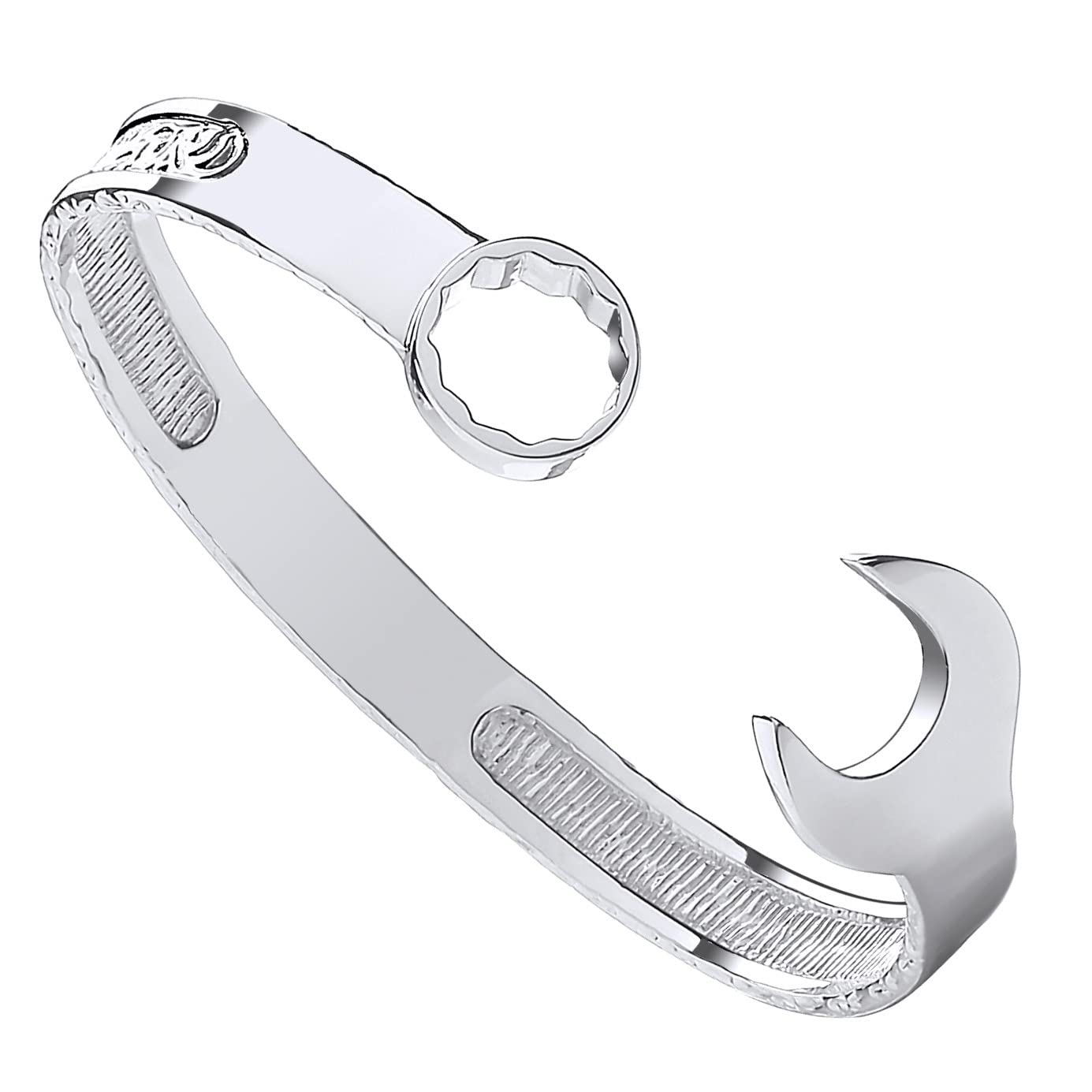 Old English Jewellers Bracciale rigido da uomo in argento Sterling con chiave inglese pesante, larghezza 9 mm