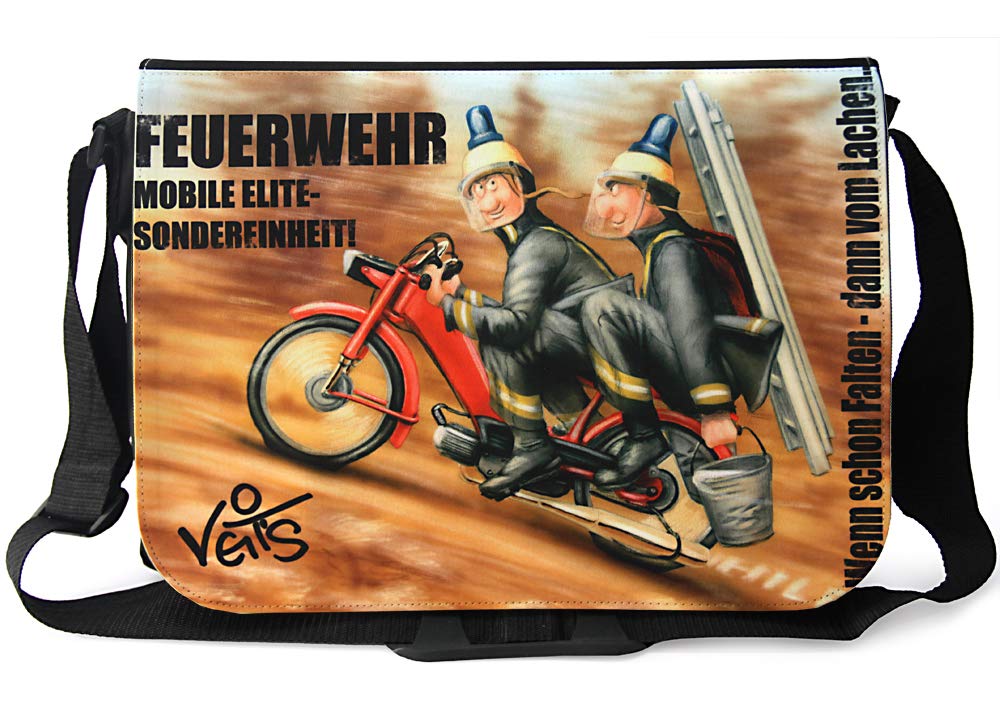 Veit's Gute Laune Tasche Schultertasche Schultasche College Tasche mit Motiv Feuerwehr Mobile Elite Spezialeinheit - TAB0120
